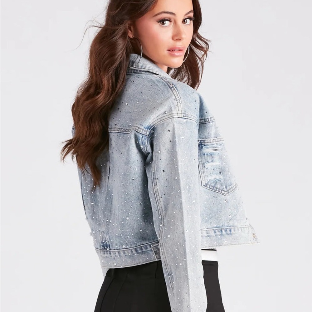 Windsor rhinestone Light Blue Denim Jacket M